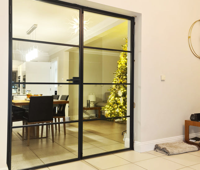 Black alu hinged double door