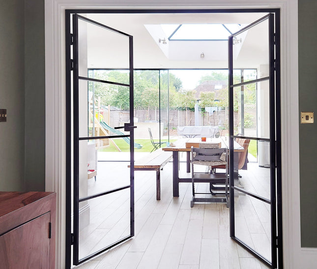 Fitting black alu hinged double door