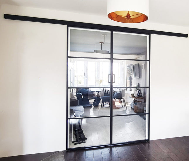 Fitting black alu sliding double doors