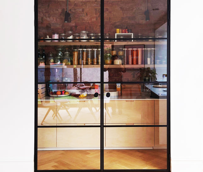 Black alu hinged double door