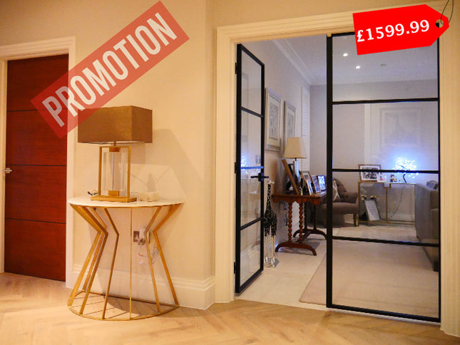 Black alu double hinged door with latch - 2x762x1981x36 - Promotion