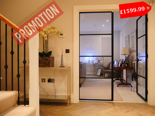 Black alu double hinged door with latch - 2x838x1981x36 - Promotion