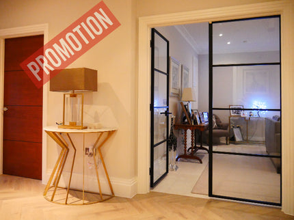 Black alu double hinged door with latch - 2x838x1981x36 - Promotion