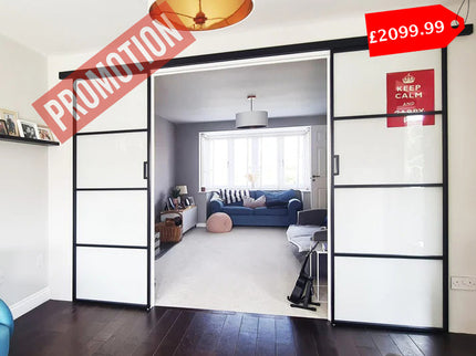 Black alu sliding double doors 2x762x1981x36 - Promotion