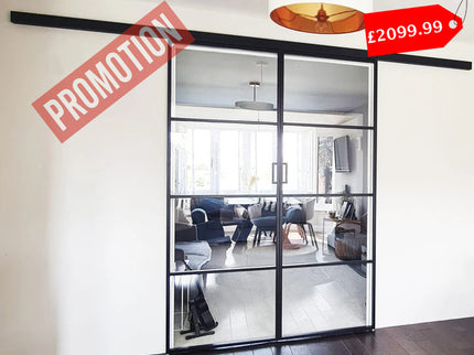 Black alu sliding double doors 2x838x1981x36 - Promotion