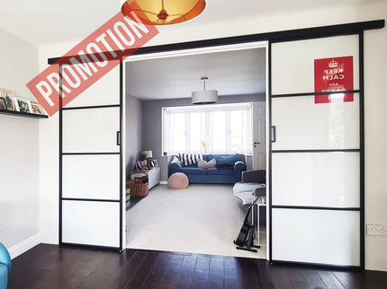 Black alu sliding double doors 2x838x1981x36 - Promotion