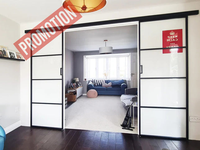 Black alu sliding double doors 2x838x1981x36 - Promotion