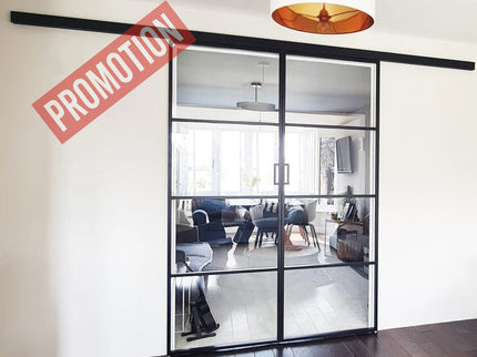 Black alu sliding double doors 2x762x1981x36 - Promotion