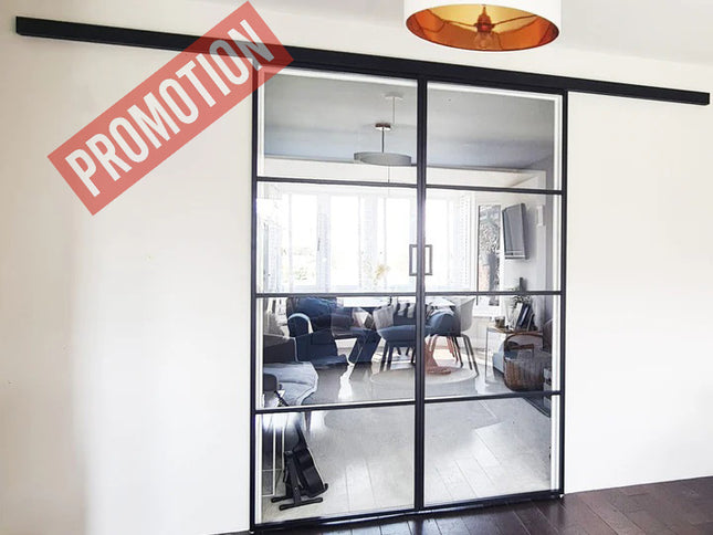 Black alu sliding double doors 2x762x1981x36 - Promotion