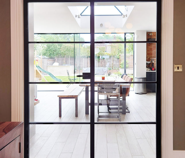 Black alu hinged double door