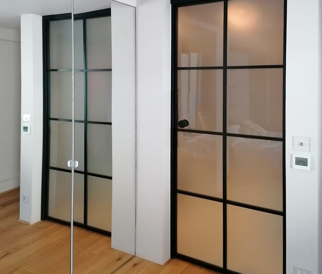 Black alu hinged doors