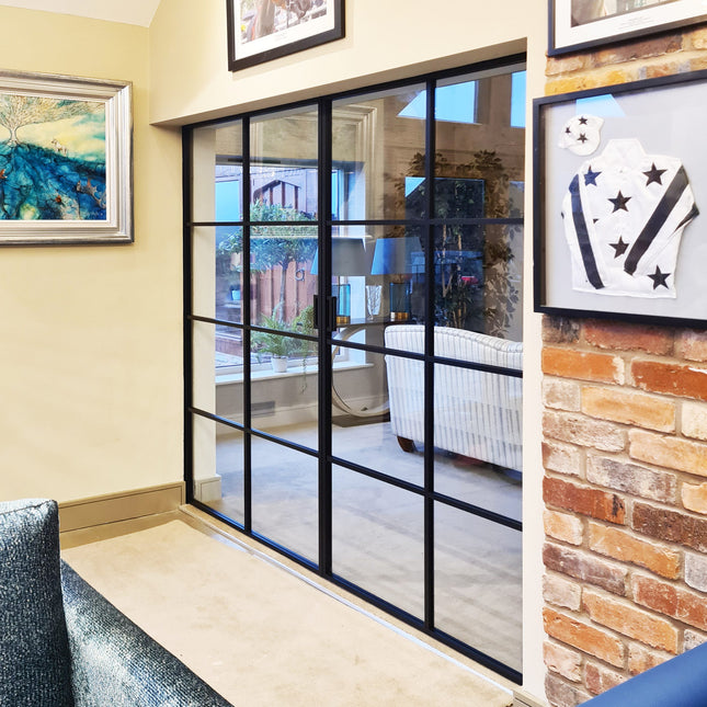 Black alu pocket double doors