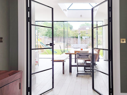 Black alu hinged double door