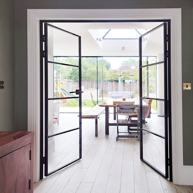 Black alu hinged double door