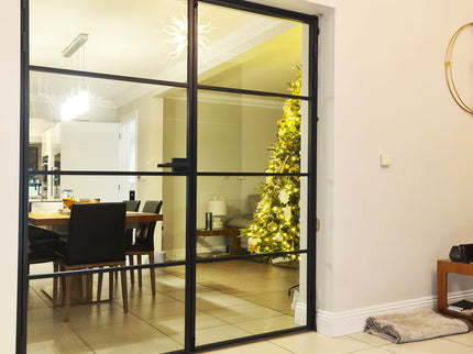 Black alu hinged double door