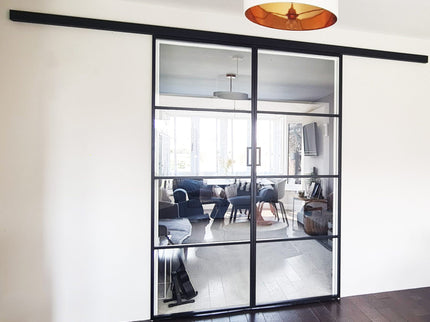Fitting black alu sliding double doors