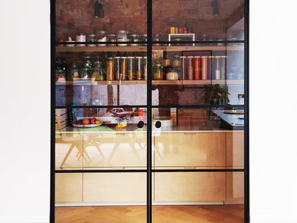 Black alu hinged double door