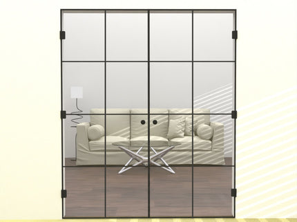 Double hinged clear glass door for a brighter room