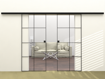 Fitting slim line double sliding door