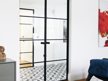 hallway black metal bifold door in black