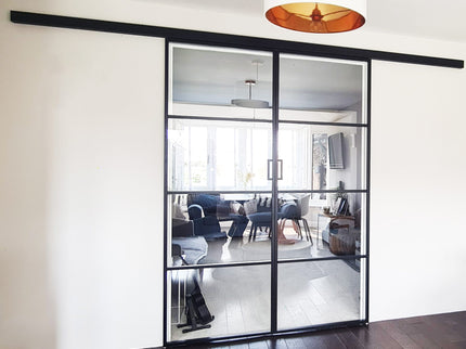 Black alu sliding double doors