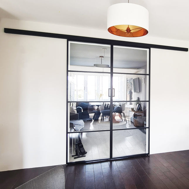 Black alu sliding double doors
