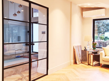 modern aluminium door with clear glass