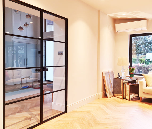 modern aluminium door with clear glass