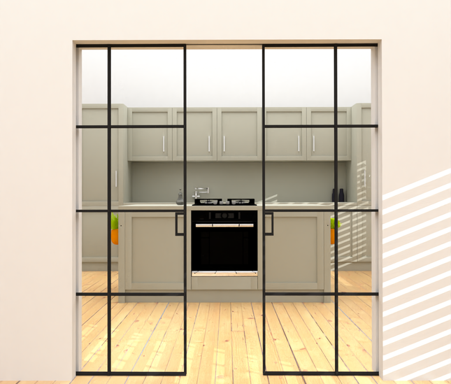 Black alu pocket double doors