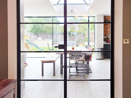 Black alu hinged double door