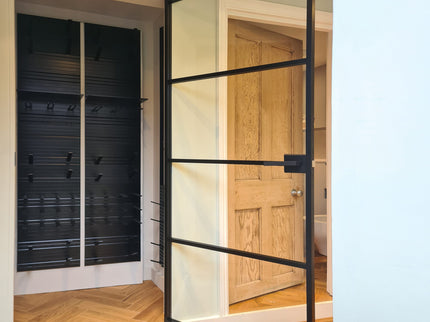 Black alu hinged doors