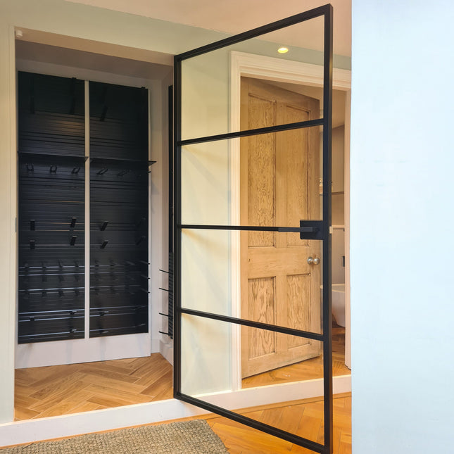 Black alu hinged doors