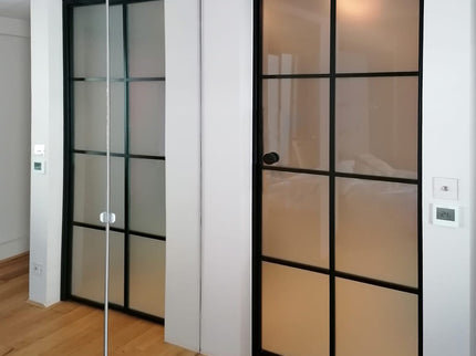 Black alu hinged doors