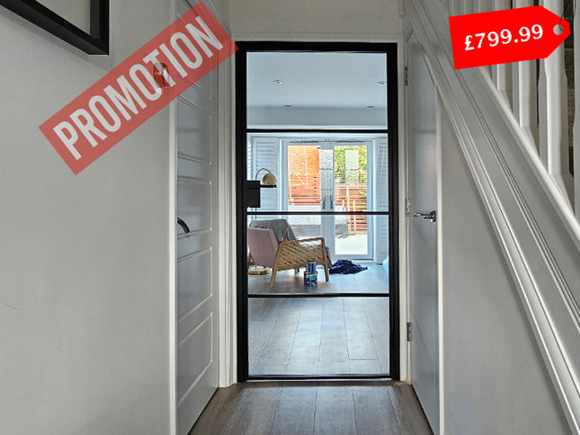 Black alu hinged door with latch - 762x1981x36 - Promotion