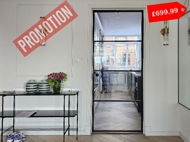 Black alu hinged door with roller catcher - 838x1981x36 - Promotion