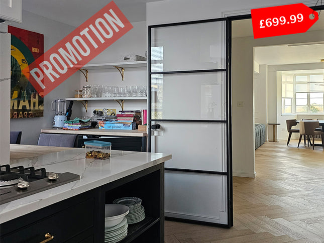 Black alu hinged door with roller catcher - 762x1981x36 - Promotion