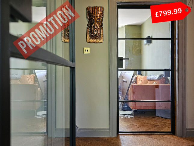 Black alu hinged door with latch - 838x1981x36 - Promotion