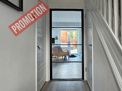 Black alu hinged door with latch - 838x1981x36 - Promotion