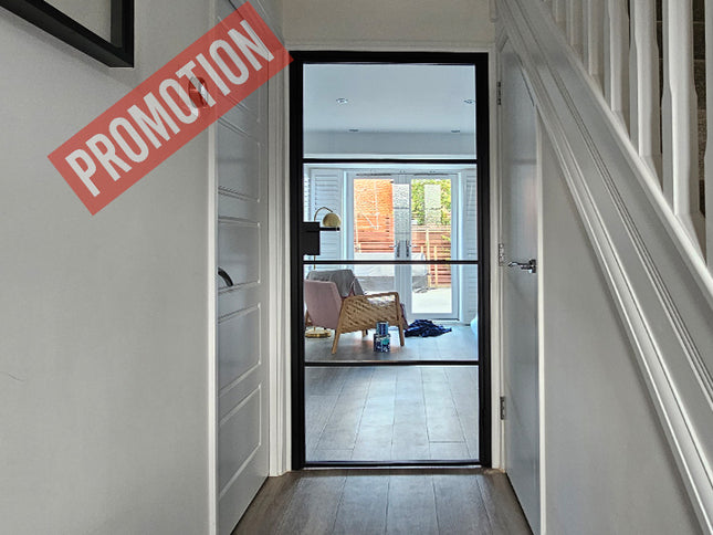 Black alu hinged door with latch - 838x1981x36 - Promotion