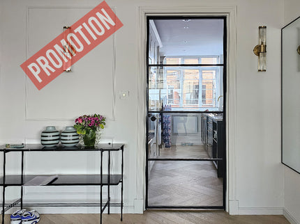 Black alu hinged door with roller catcher - 762x1981x36 - Promotion