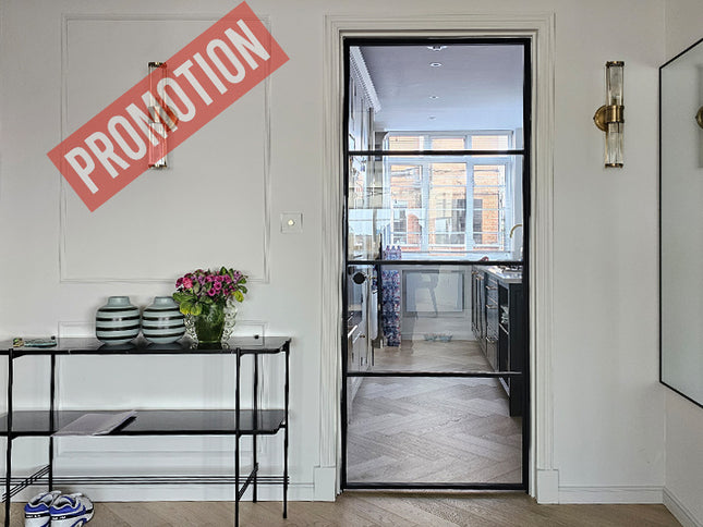 Black alu hinged door with roller catcher - 762x1981x36 - Promotion