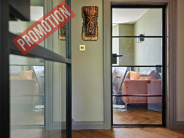 Black alu hinged door with latch - 762x1981x36 - Promotion