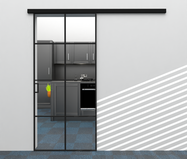 Black alu sliding door