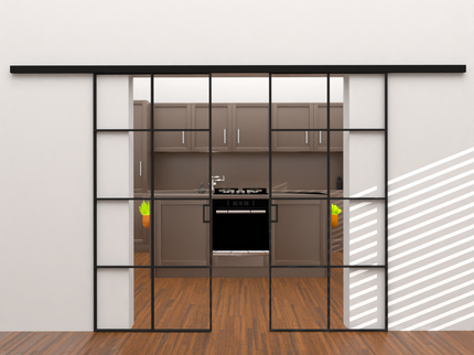 Black alu sliding double doors