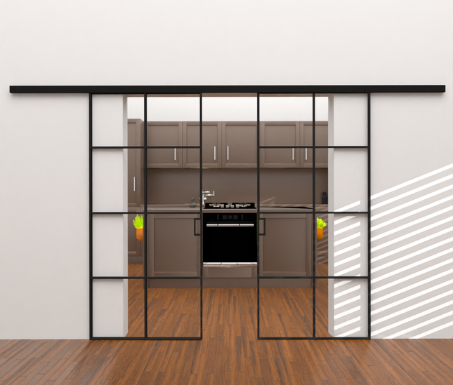 Black alu sliding double doors