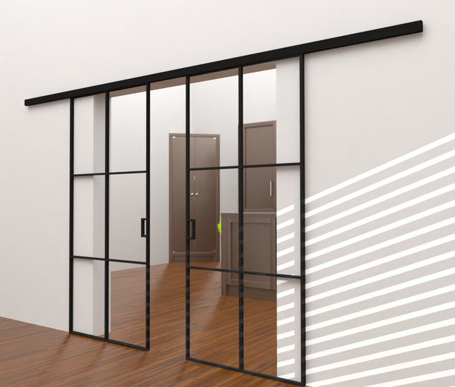 Black alu sliding double doors