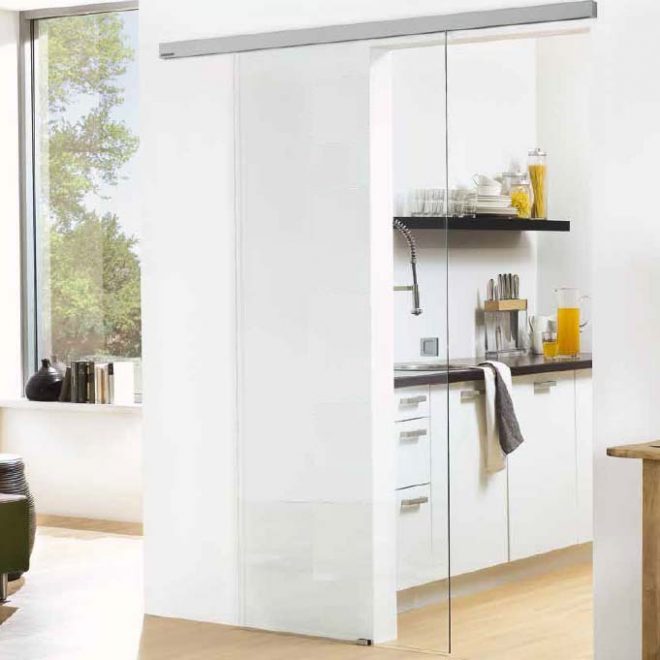 Clear glass sliding doors